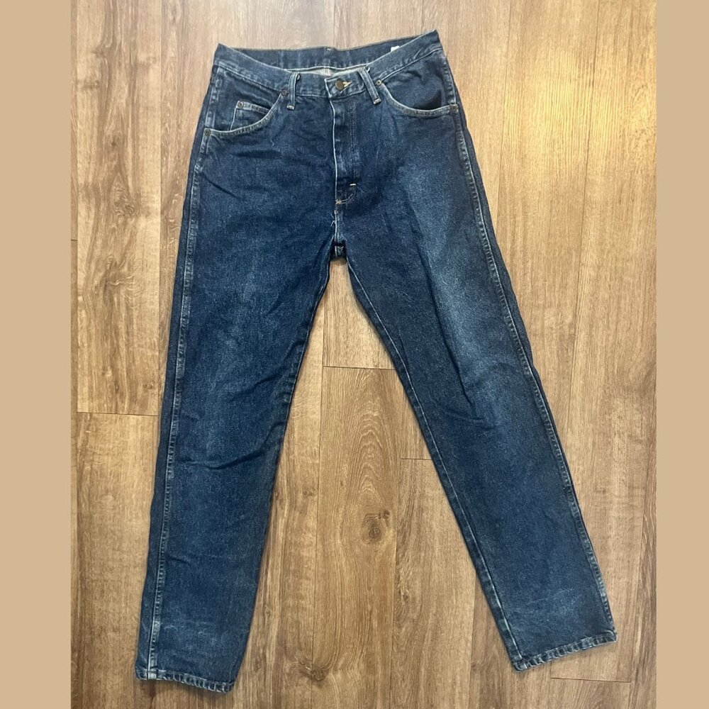 Wrangler Regular Fit Straight Leg Jeans 32x34 Dark Wash Western Denim